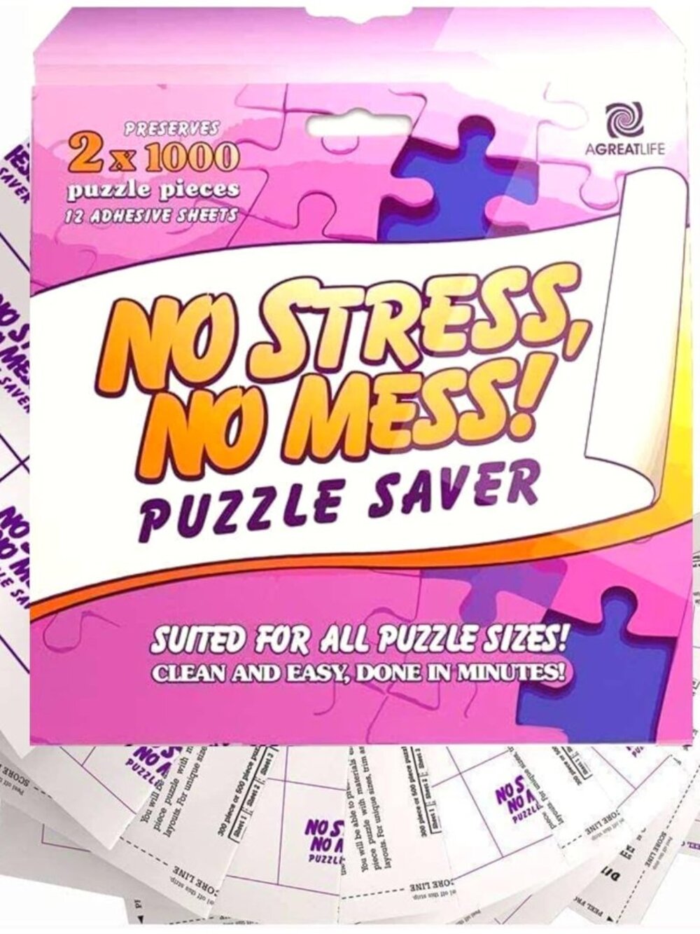 Permanent Adhesive Puzzle Saver Sheets - Preserve 2,000 Piece Jigsaw Puzzles - N
